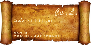 Csáki Lilian névjegykártya